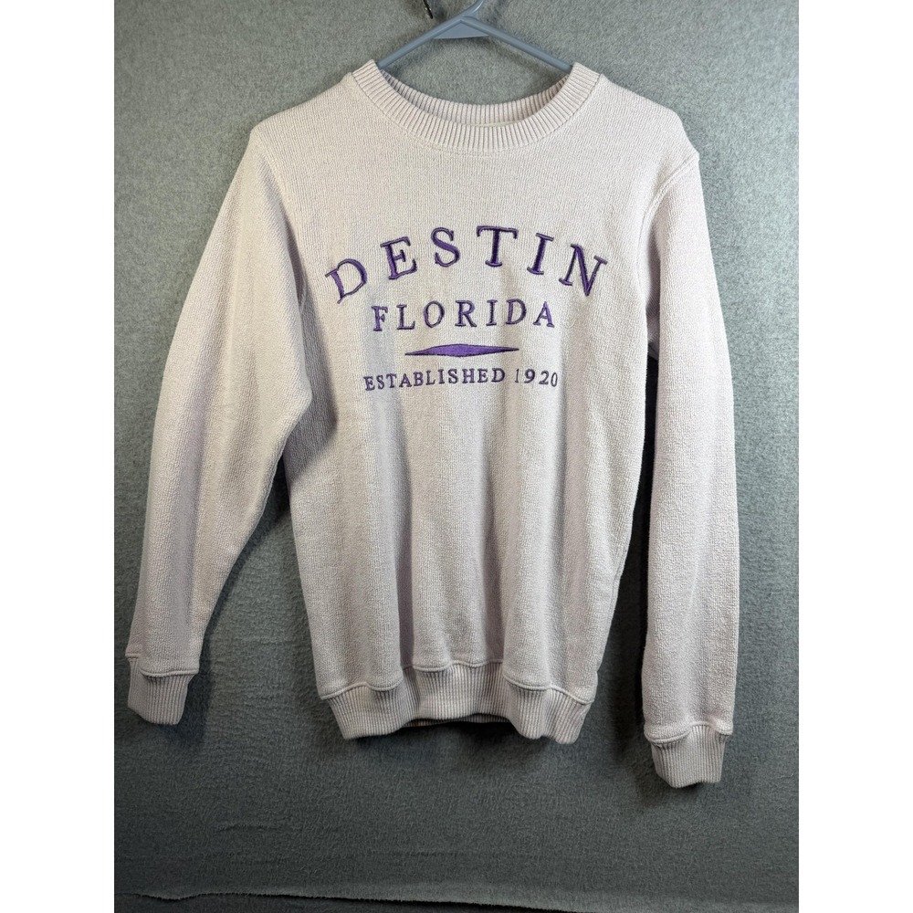 Comfortex USA Sweatshirt Mens Small Pink Pullover Crewneck Destin Florida Beach